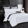 Four Seasons Hotel Supplies Linen four-piece set, pure white hotel and homestay bedding set, bed sheet and bed hat style details Picture